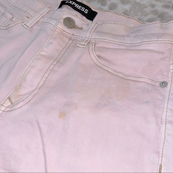 EXPRESS | Women’s Blush High Rise Denim Fitted Shorts Size 4 - Picture 3 of 6